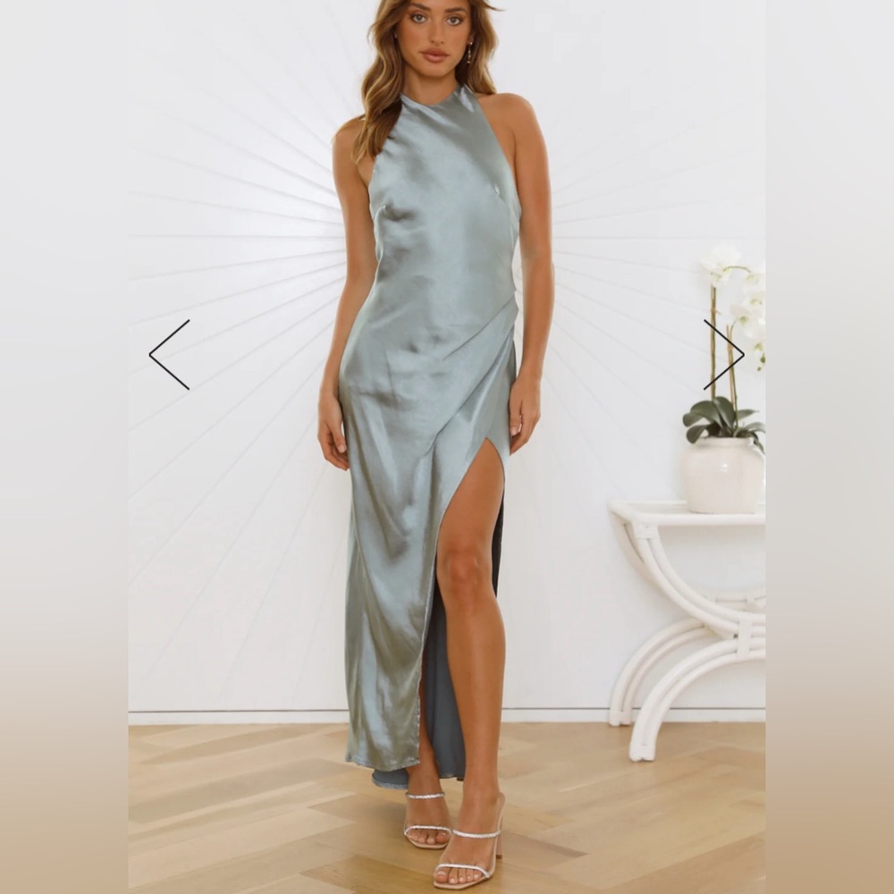 Hello Molly LIGHT MINDS SATIN MIDI DRESS SAGE M